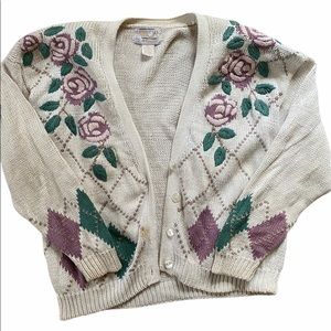 Vintage Hand Embroidered Cardigan Sweater